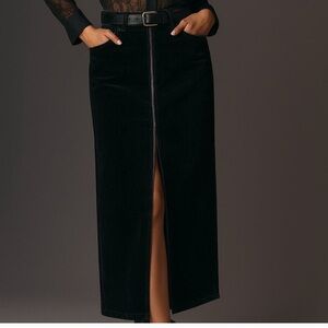 Blank NYC Crushed Black Velvet Maxi Skirt 25